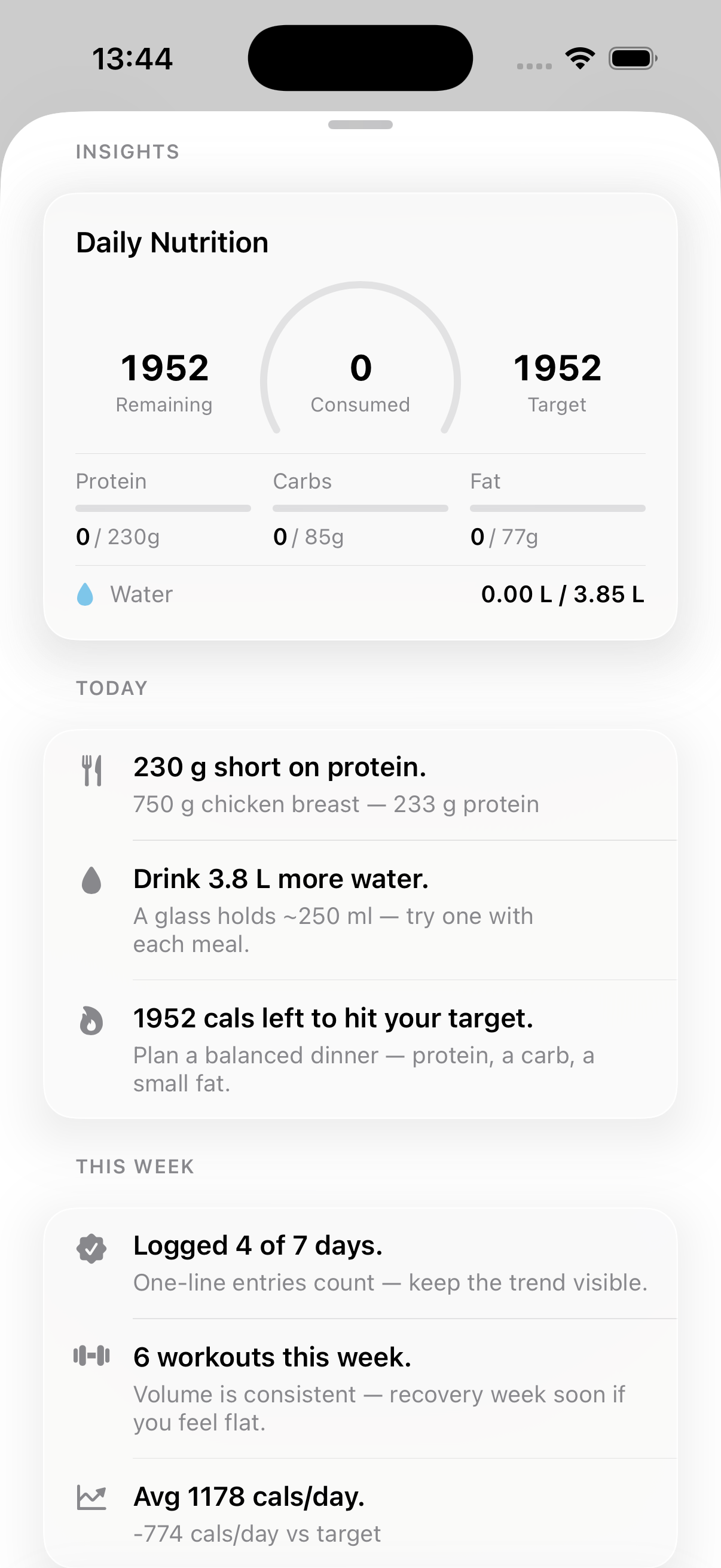 assa Insights with calorie ring and tips